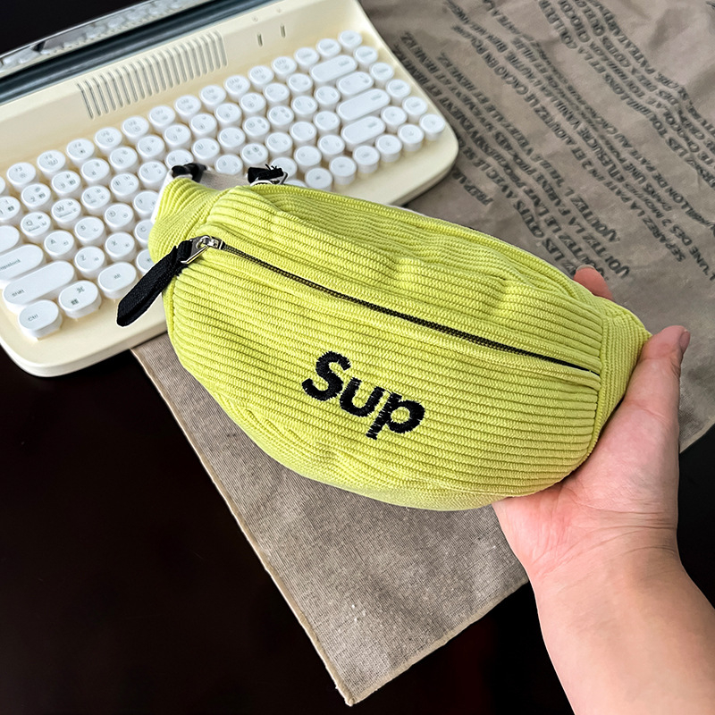 Corduroy dječja torbica za prsa s slovima, crossbody, poliester podstava