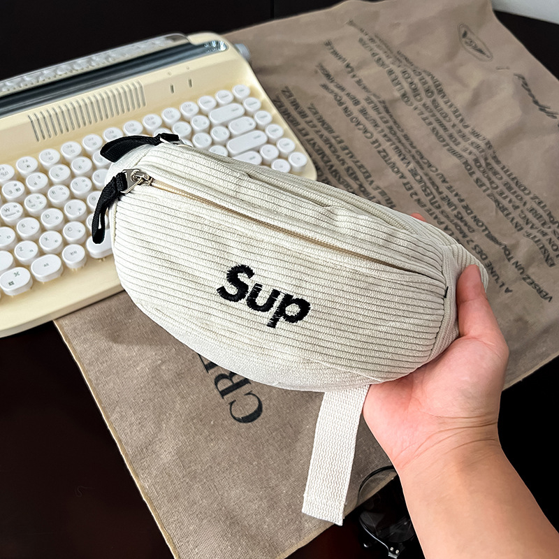 Corduroy dječja torbica za prsa s slovima, crossbody, poliester podstava