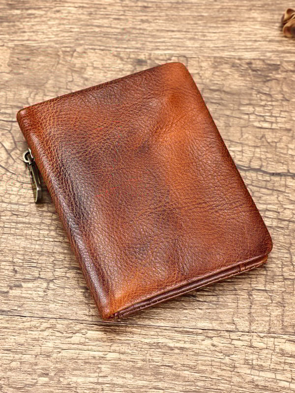 Монетник от естествена кожа — ретро стил, първи слой кравешка кожа, унисекс, ултралек и износоустойчив