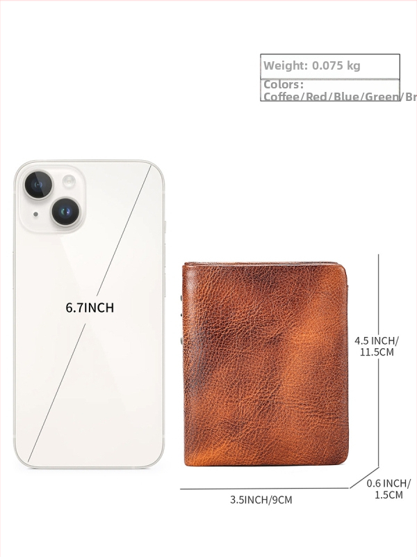 Монетник от естествена кожа — ретро стил, първи слой кравешка кожа, унисекс, ултралек и износоустойчив