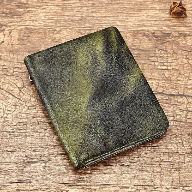 Монетник от естествена кожа — ретро стил, първи слой кравешка кожа, унисекс, ултралек и износоустойчив