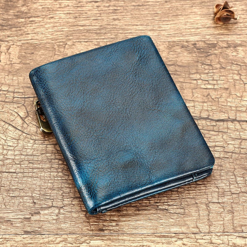 Монетник от естествена кожа — ретро стил, първи слой кравешка кожа, унисекс, ултралек и износоустойчив