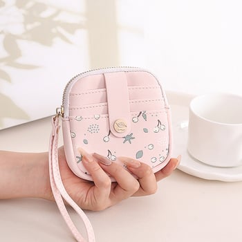 Монетник от PU кожа с плодова шарка, дамски Pretty — ултралек, защита срещу кражба, разширяем