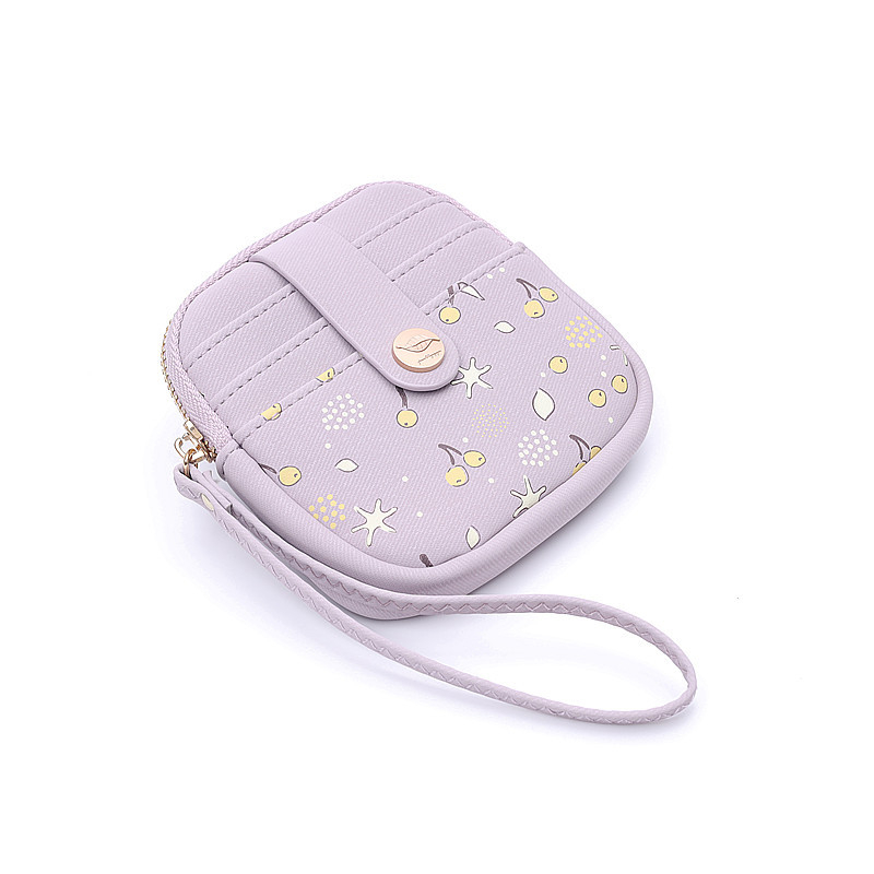 Монетник от PU кожа с плодова шарка, дамски Pretty — ултралек, защита срещу кражба, разширяем