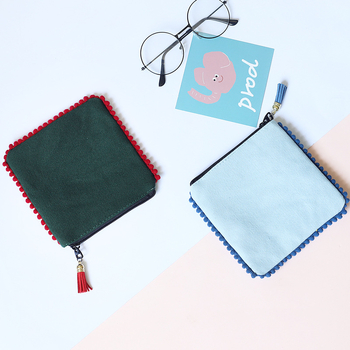 Ženski novčanik za kovanice od platna, gradski stil jednostavne elegancije, s 1 presavijanjem, podstava od velura, marka It's good