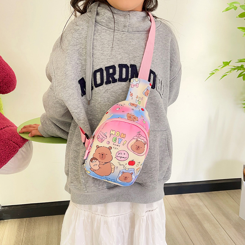 Dječja crossbody torba u korejskom stilu, životinjski uzorak, od Oxford tkanine, poliester podstava, mini, lagana, za vrtić