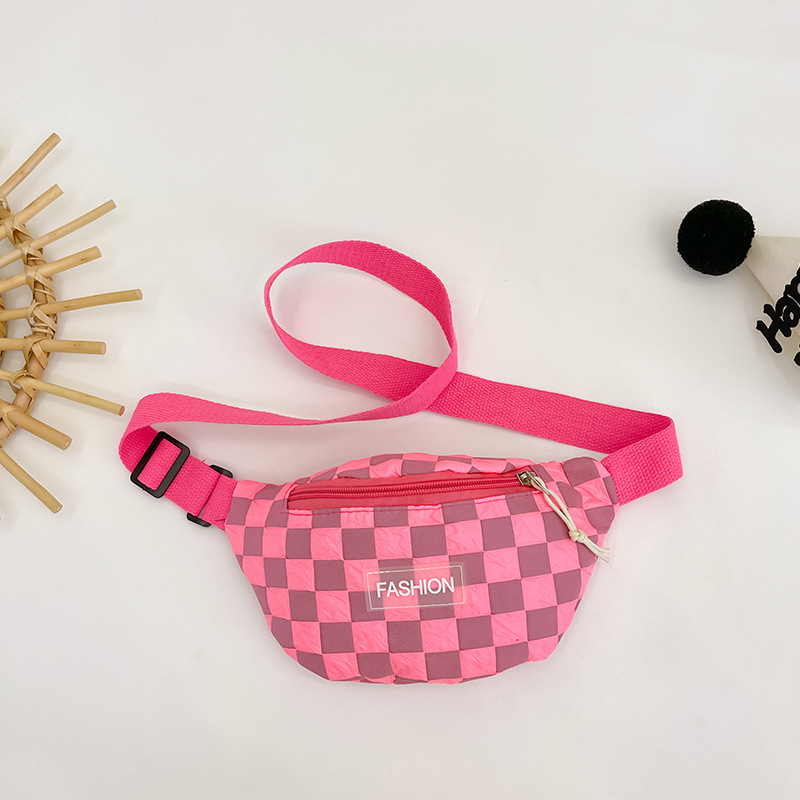 Dječja crossbody torba u korejskom stilu s checkerboard uzorkom — platno, kapacitet 1 L, zaštita od krađe, otporna na habanje