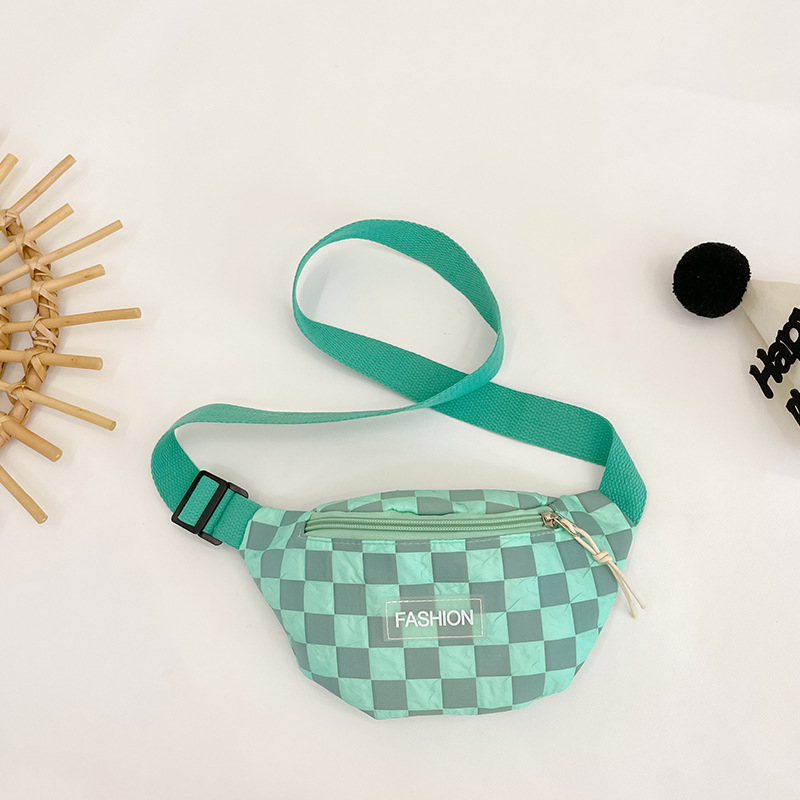 Dječja crossbody torba u korejskom stilu s checkerboard uzorkom — platno, kapacitet 1 L, zaštita od krađe, otporna na habanje