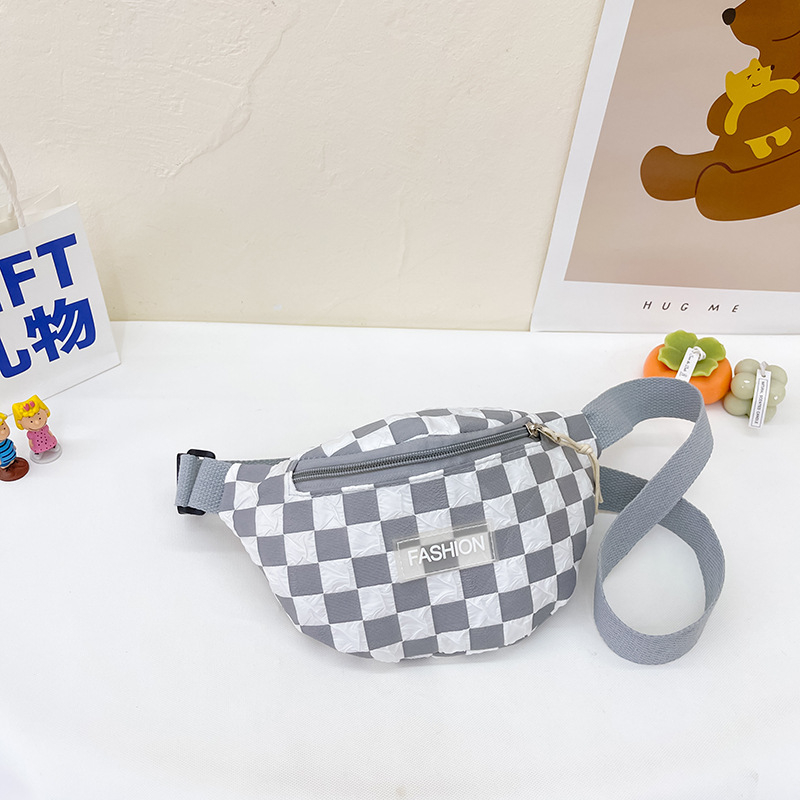 Dječja crossbody torba u korejskom stilu s checkerboard uzorkom — platno, kapacitet 1 L, zaštita od krađe, otporna na habanje