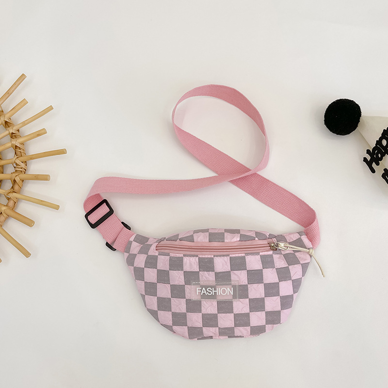 Dječja crossbody torba u korejskom stilu s checkerboard uzorkom — platno, kapacitet 1 L, zaštita od krađe, otporna na habanje