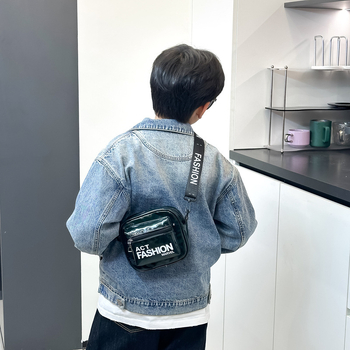 Dječja crossbody torba od PU kože u korejskom stilu, uzorak slova, široka naramenica, poliester podstava, modern dizajn