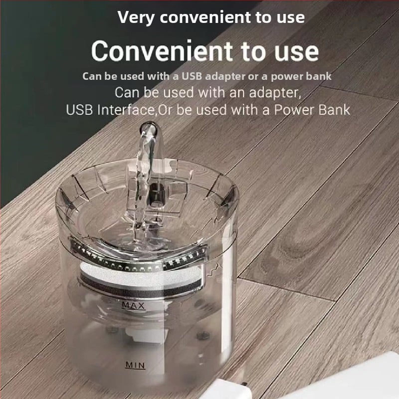 Фонтан за вода за домашни любимци XP-009, разглобяем, тих циркулационен поток с автоматично филтриране, тегло 580 г, подходящ за котки и кучета.