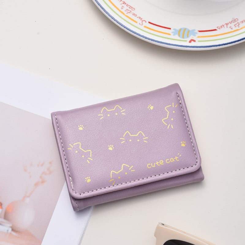 Монетник с отделения за карти — аниме принт, PU материал, свеж и сладък стил, дамски дизайн (PU материал; аниме принт; свеж и сладък стил; дамски дизайн)