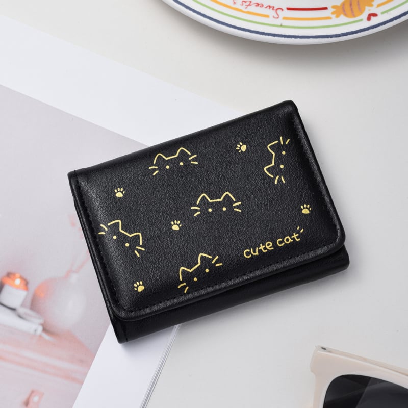 Монетник с отделения за карти — аниме принт, PU материал, свеж и сладък стил, дамски дизайн (PU материал; аниме принт; свеж и сладък стил; дамски дизайн)