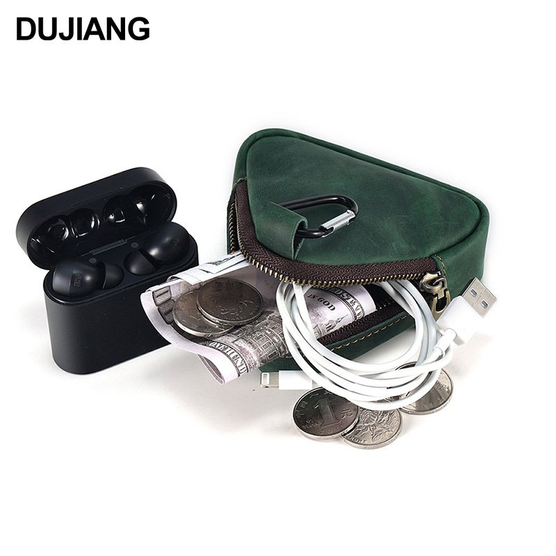 Монетник и ключодържател от естествена кожа, горен слой телешка кожа, унисекс, цип, едноцветен