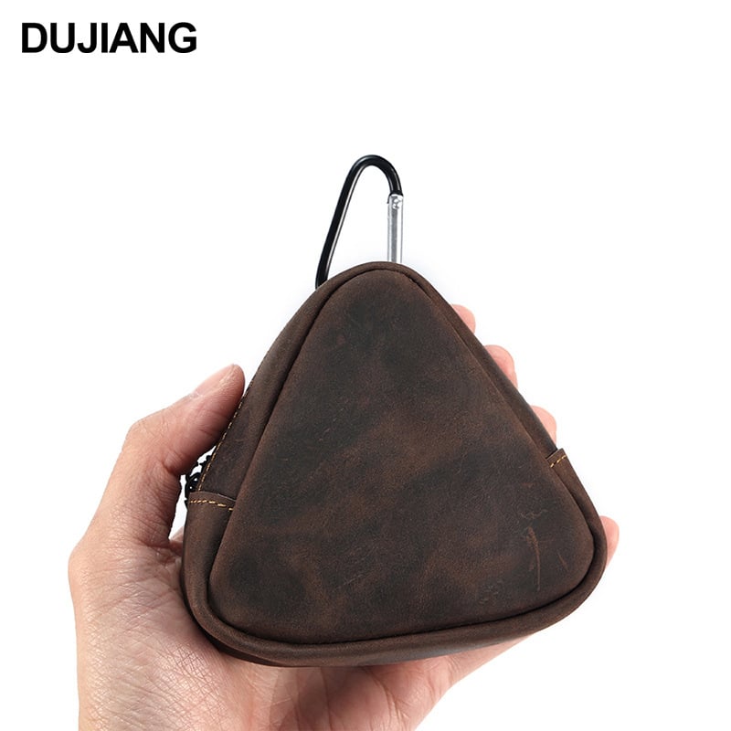 Монетник и ключодържател от естествена кожа, горен слой телешка кожа, унисекс, цип, едноцветен