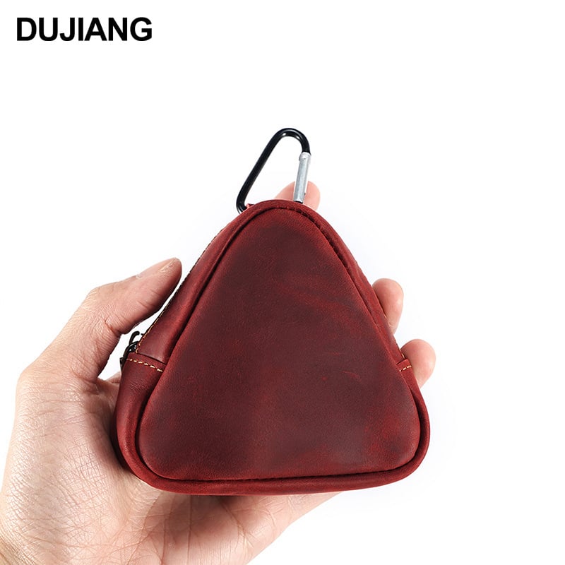 Монетник и ключодържател от естествена кожа, горен слой телешка кожа, унисекс, цип, едноцветен