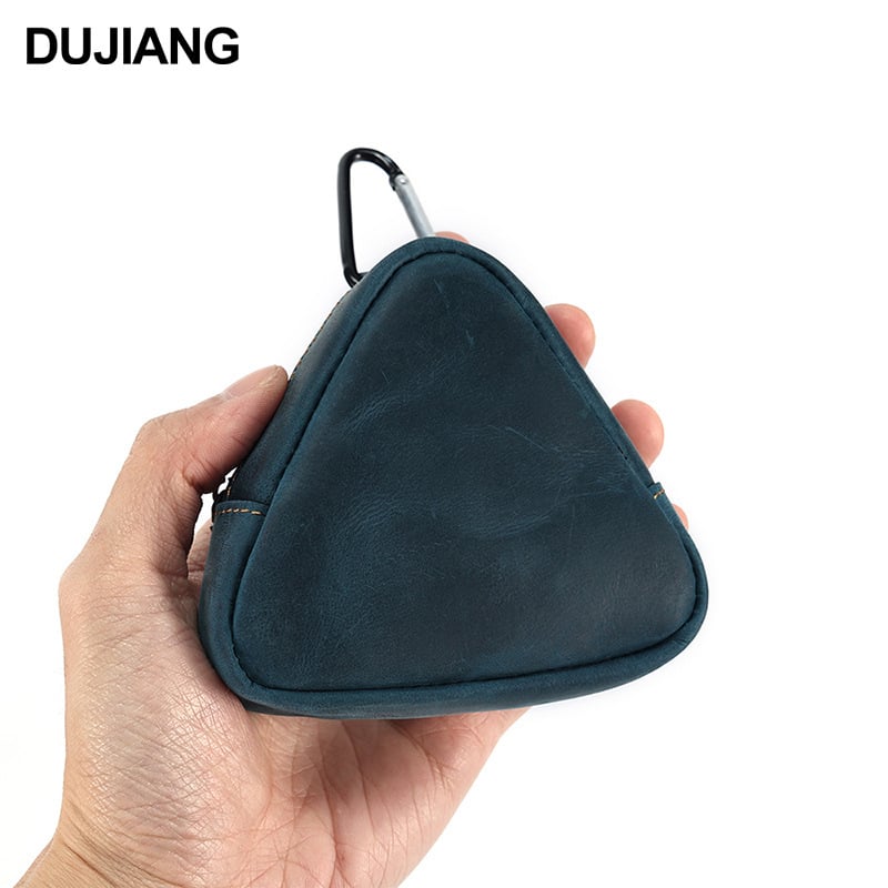 Монетник и ключодържател от естествена кожа, горен слой телешка кожа, унисекс, цип, едноцветен