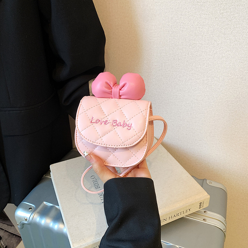 Lányoknak készült PU válltáska pillangócsomóval, hímzett betűkkel, ultra könnyű, anime cartoon minta, 1 hajtásos pénztárca