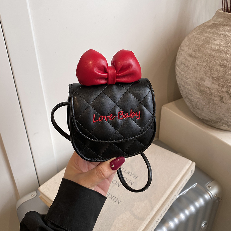 Lányoknak készült PU válltáska pillangócsomóval, hímzett betűkkel, ultra könnyű, anime cartoon minta, 1 hajtásos pénztárca