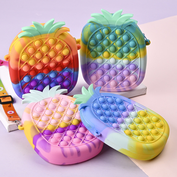 Ananász alakú szilikon pénztárca gyerekeknek, vízálló, kopásálló, kártya- és érmetároló