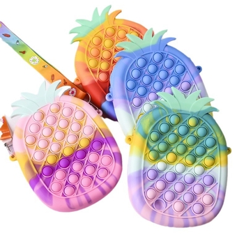 Ananász alakú szilikon pénztárca gyerekeknek, vízálló, kopásálló, kártya- és érmetároló