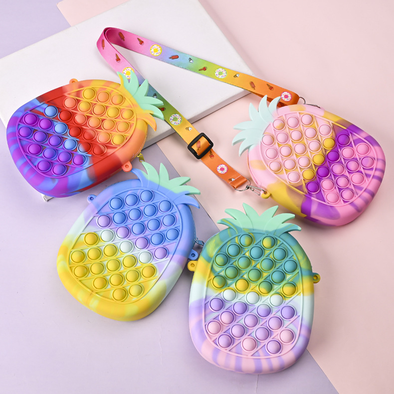 Ananász alakú szilikon pénztárca gyerekeknek, vízálló, kopásálló, kártya- és érmetároló