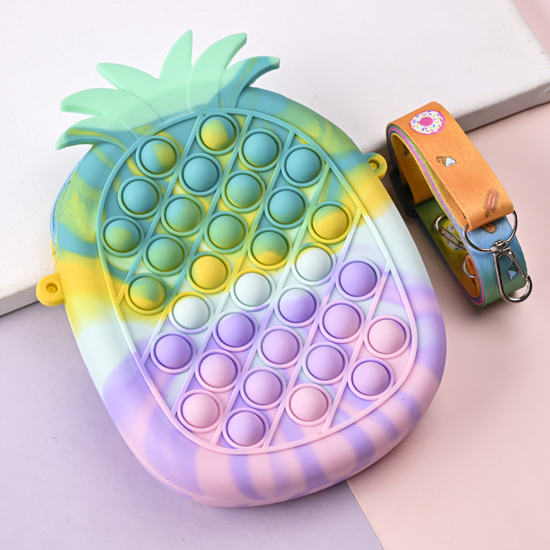 Ananász alakú szilikon pénztárca gyerekeknek, vízálló, kopásálló, kártya- és érmetároló