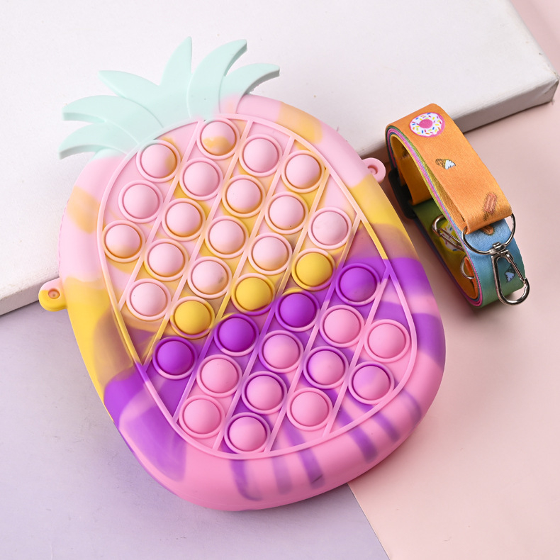 Ananász alakú szilikon pénztárca gyerekeknek, vízálló, kopásálló, kártya- és érmetároló