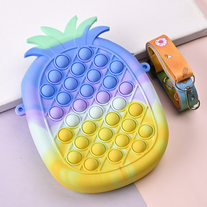 Ananász alakú szilikon pénztárca gyerekeknek, vízálló, kopásálló, kártya- és érmetároló