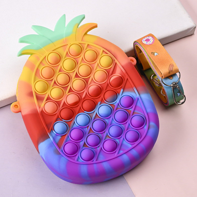 Ananász alakú szilikon pénztárca gyerekeknek, vízálló, kopásálló, kártya- és érmetároló