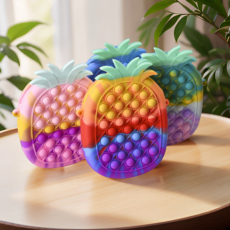 Ananász alakú szilikon pénztárca gyerekeknek, vízálló, kopásálló, kártya- és érmetároló