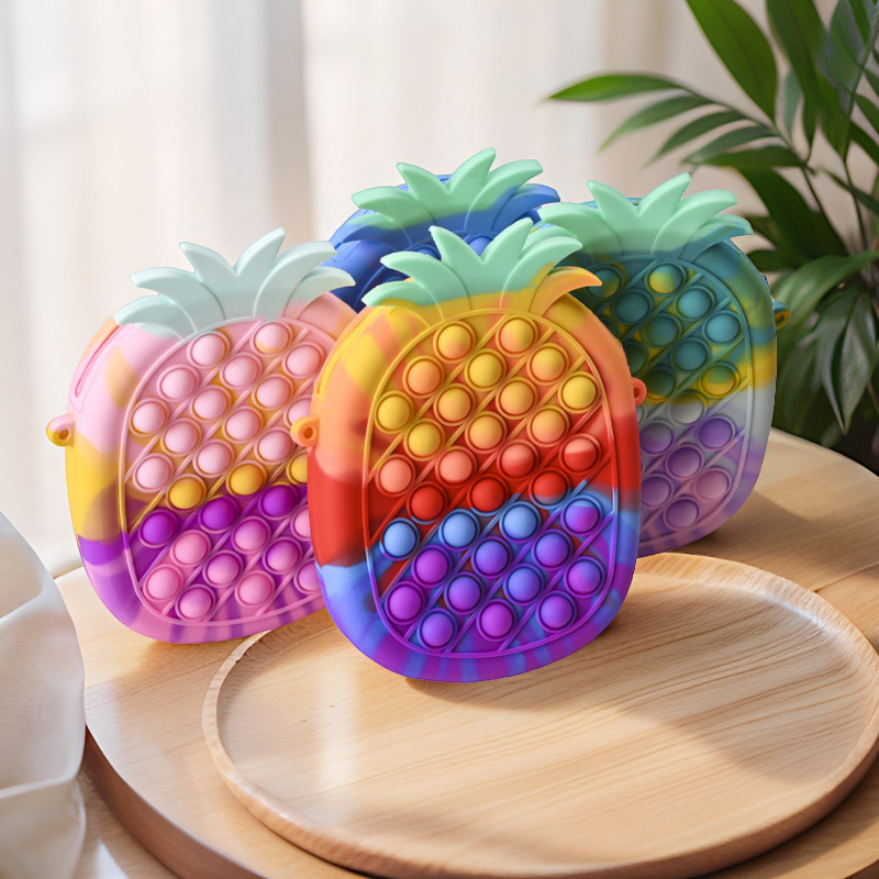 Ananász alakú szilikon pénztárca gyerekeknek, vízálló, kopásálló, kártya- és érmetároló
