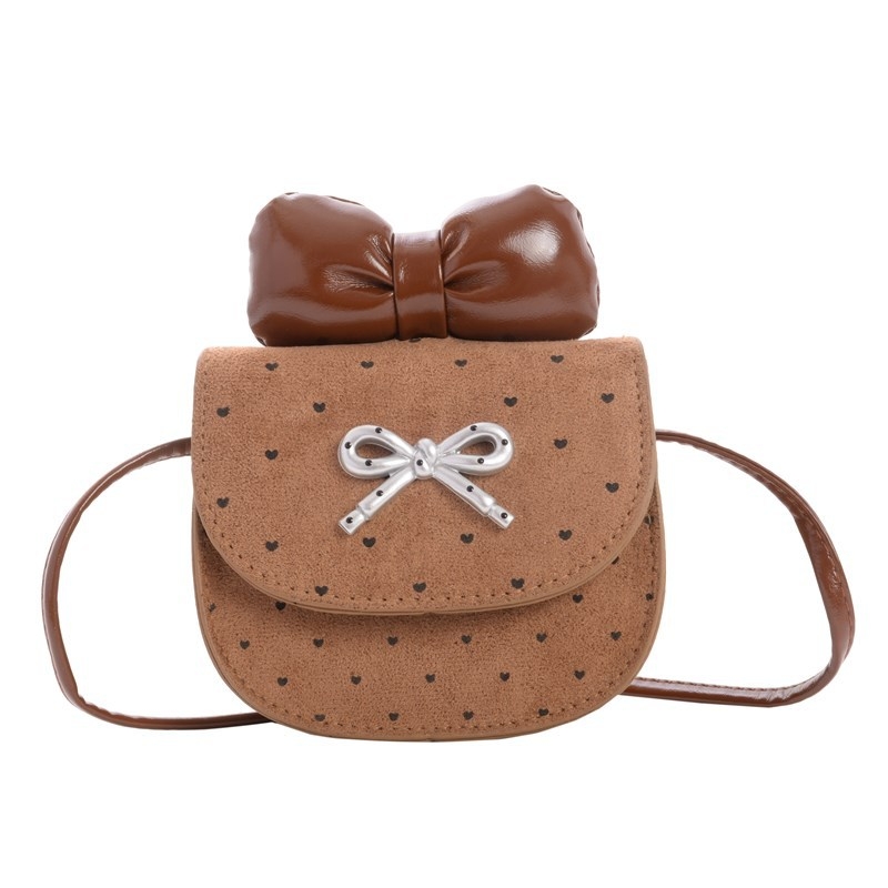Dječja crossbody torbica s mini mašnicom i novčanikom, PU materijal, uzorak valova, bez podstavke, zima 2025