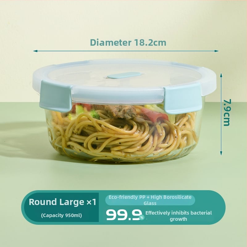 Xitianlong кутия за съхранение на храна CRISPER — боросиликатно стъкло + PP, микровълнова безопасна, квадратна с четири секции, капацитети 301–500 ml, 501–800 ml, 800–1000 ml