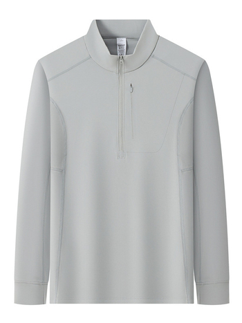 Мъжки суитшърт с полуцип и стояща яка, лека нейлонова флийс тъкан, джобове с цип, свободен силует