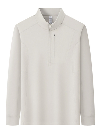 Мъжки суитшърт с полуцип и стояща яка, лека нейлонова флийс тъкан, джобове с цип, свободен силует