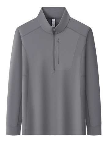 Мъжки суитшърт с полуцип и стояща яка, лека нейлонова флийс тъкан, джобове с цип, свободен силует