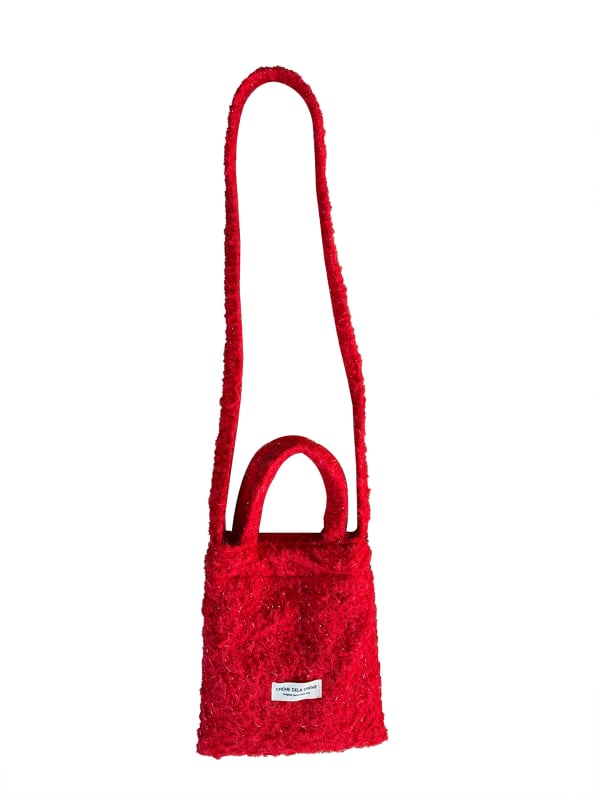 Кросбоди чанта за телефон в корейски стил, плюшена, вертикална квадратна форма, магнитно закопчаване, зима 2025