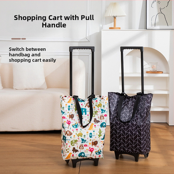 Căruț de cumpărături pliabil cu patru roți, ușor de purtat, din material Oxford, capacitate până la 20 kg