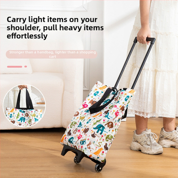 Căruț de cumpărături pliabil cu patru roți, ușor de purtat, din material Oxford, capacitate până la 20 kg