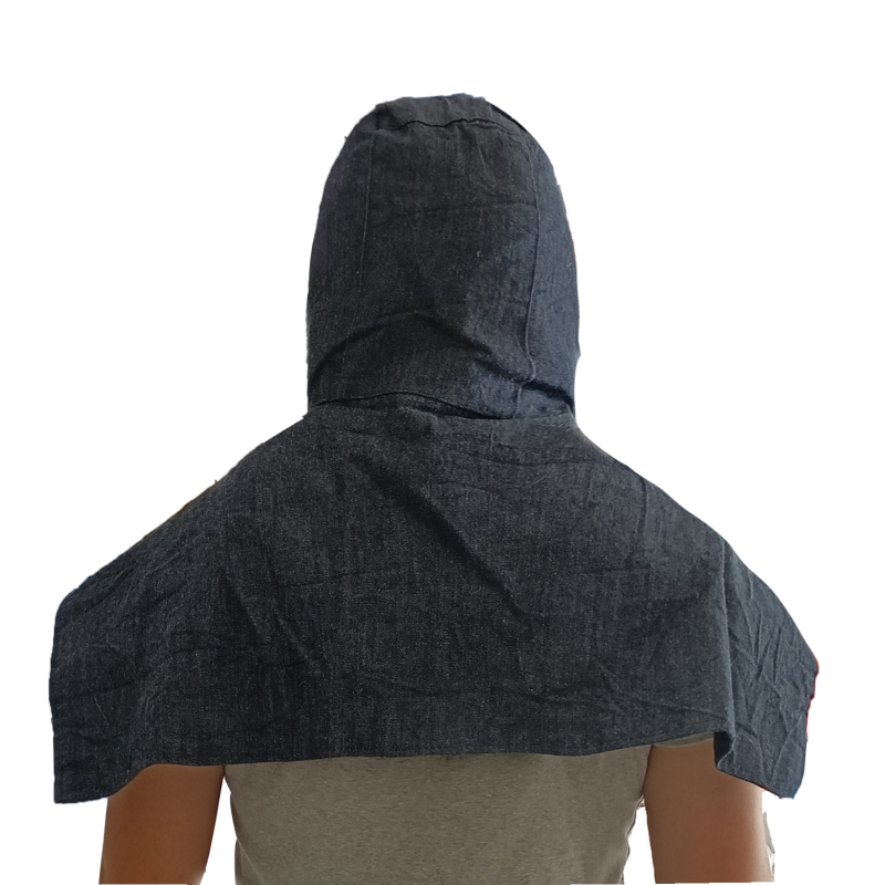 Denim šal kapica s rubom, debela zaštita od prašine za industrijsko brušenje, radni plašt, 200 g, namjena: rukovanje cementom, dekoriranje, rudarenje