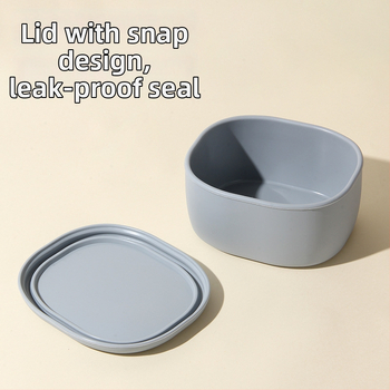 Кръгла силиконова кутия за обяд с капак, микровълнова безопасна и термоустойчива, 301-500 мл, възможност за персонализирано лого