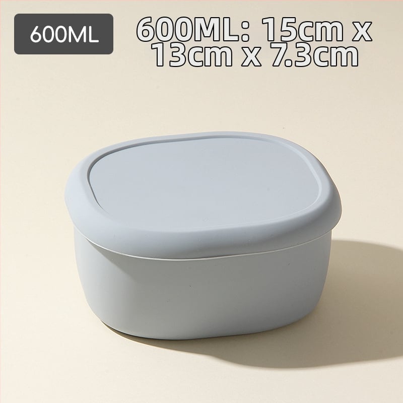 Кръгла силиконова кутия за обяд с капак, микровълнова безопасна и термоустойчива, 301-500 мл, възможност за персонализирано лого