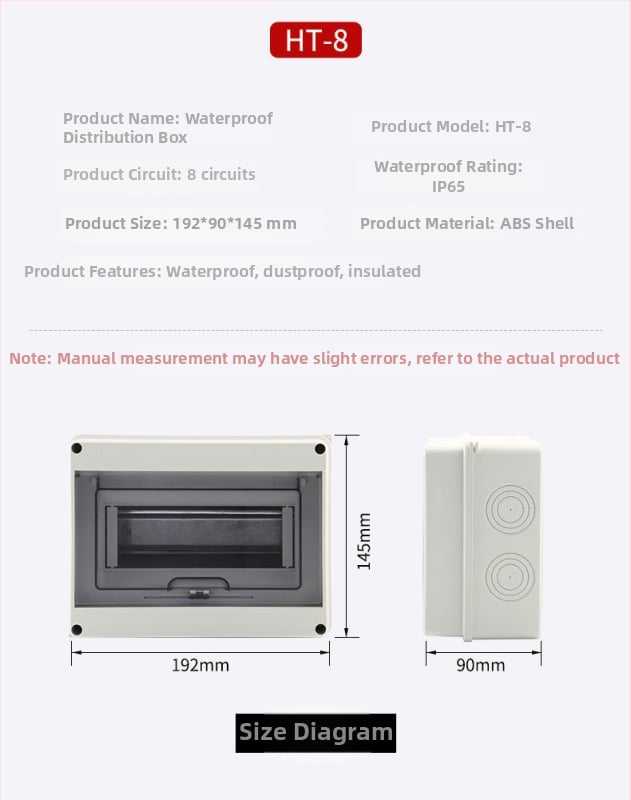 Rui Hang огнеупорна водоустойчива пластмасова разпределителна кутия за EV зареждане, повърхностно монтирана