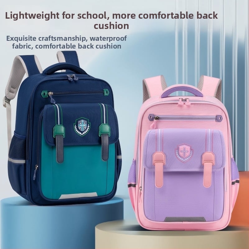 Детска раница за основно училище (1–6 клас) с голям капацитет, защита на гръбнака, водоустойчива, унисекс, извит раменен презрамник