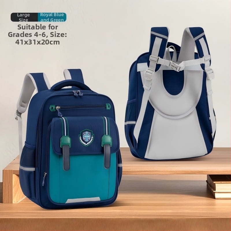 Детска раница за основно училище (1–6 клас) с голям капацитет, защита на гръбнака, водоустойчива, унисекс, извит раменен презрамник