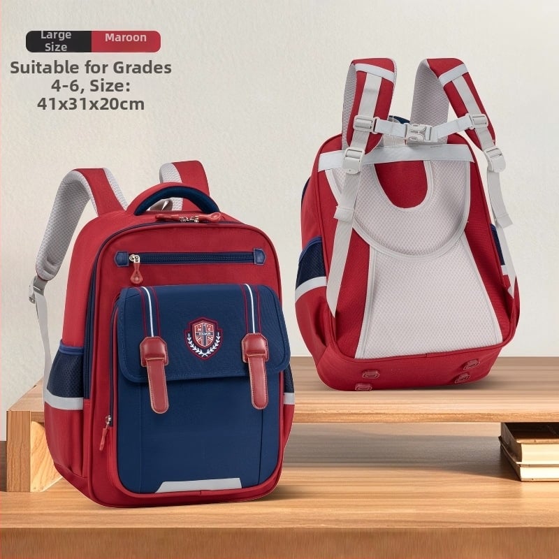 Детска раница за основно училище (1–6 клас) с голям капацитет, защита на гръбнака, водоустойчива, унисекс, извит раменен презрамник