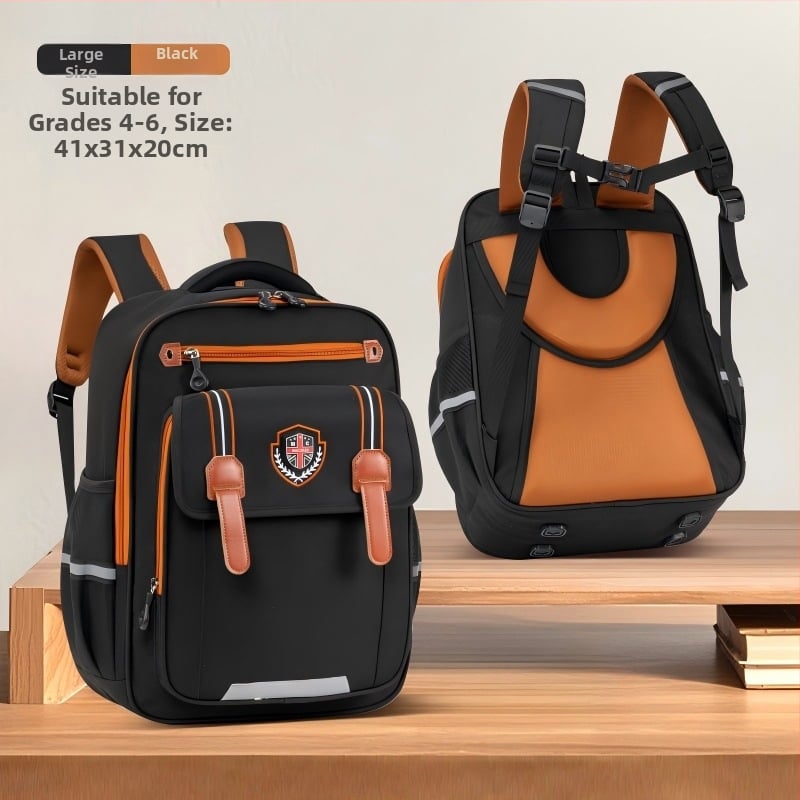 Детска раница за основно училище (1–6 клас) с голям капацитет, защита на гръбнака, водоустойчива, унисекс, извит раменен презрамник