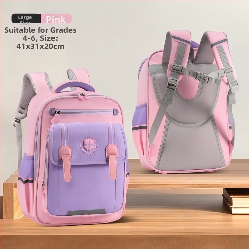 Детска раница за основно училище (1–6 клас) с голям капацитет, защита на гръбнака, водоустойчива, унисекс, извит раменен презрамник